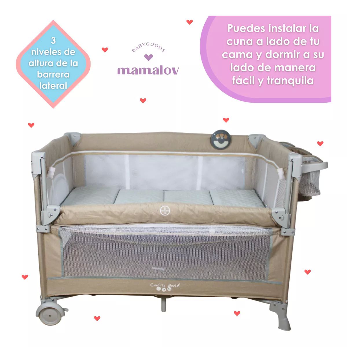 Cuna De Viaje Para Bebé Colecho Con Mosquitero Ts001 - Beige