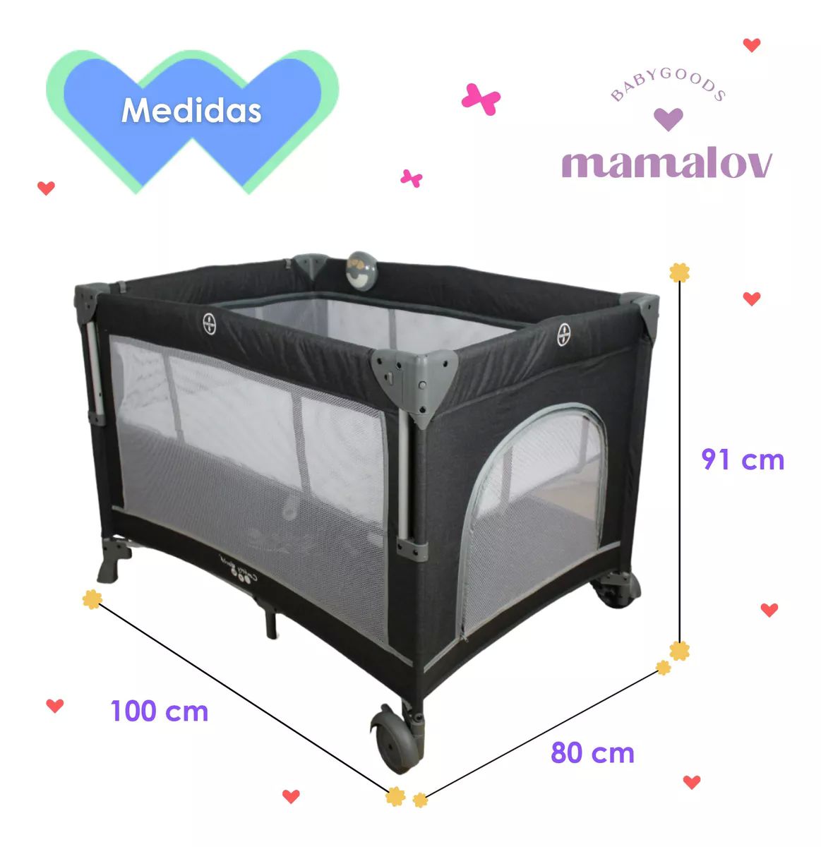 Cuna De Viaje Para Bebé Colecho Con Mosquitero Ts001 - Negro