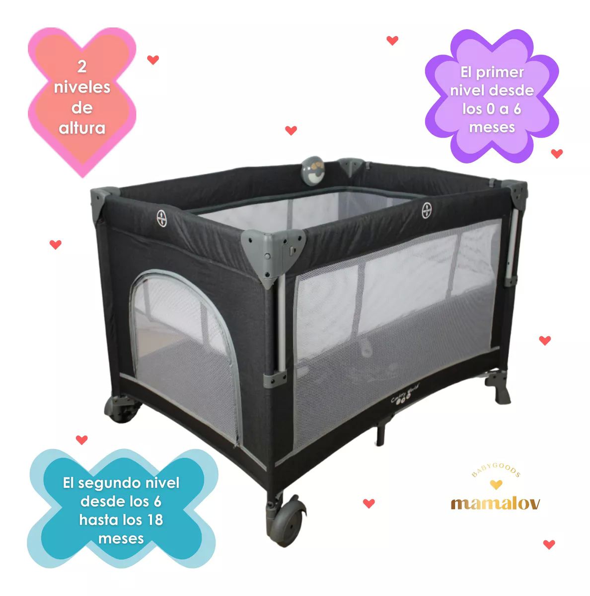 Cuna De Viaje Para Bebé Colecho Con Mosquitero Ts001 - Negro