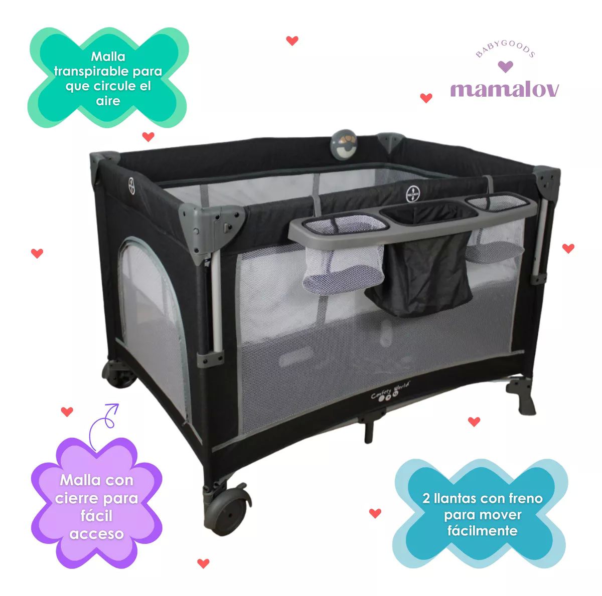 Cuna De Viaje Para Bebé Colecho Con Mosquitero Ts001 - Negro