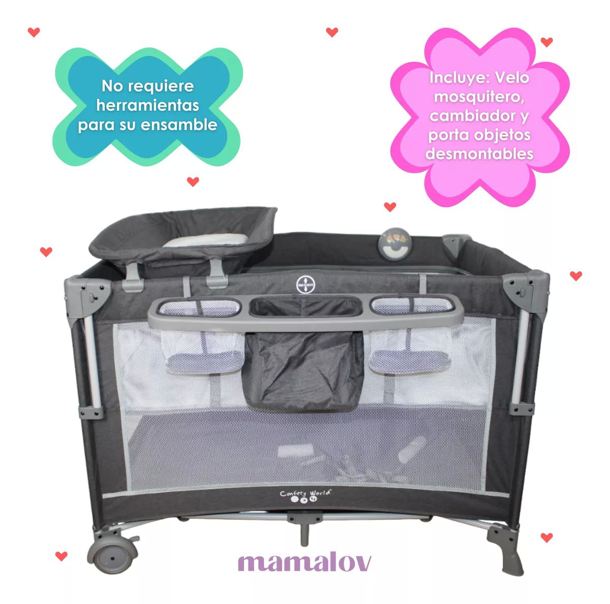 Cuna De Viaje Para Bebé Colecho Con Mosquitero Ts001 - Negro