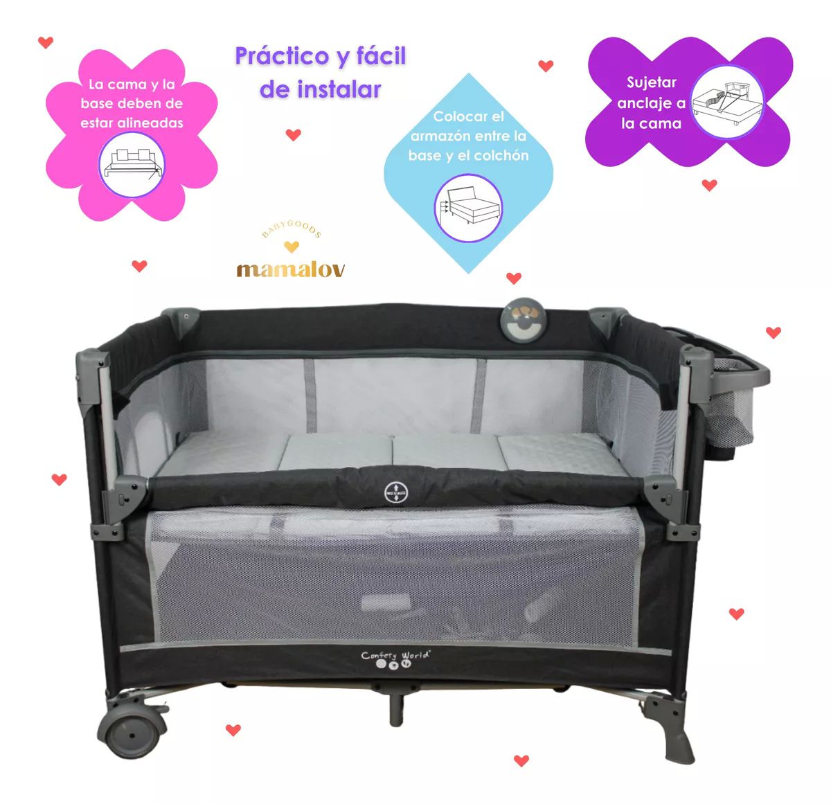 Cuna De Viaje Para Bebé Colecho Con Mosquitero Ts001 - Negro