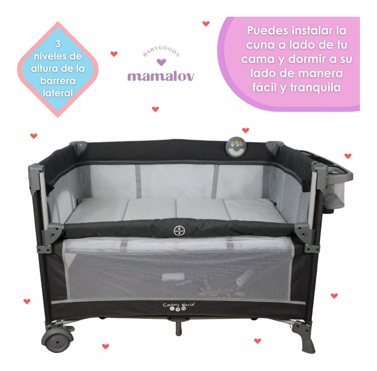 Cuna De Viaje Para Bebé Colecho Con Mosquitero Ts001 - Negro