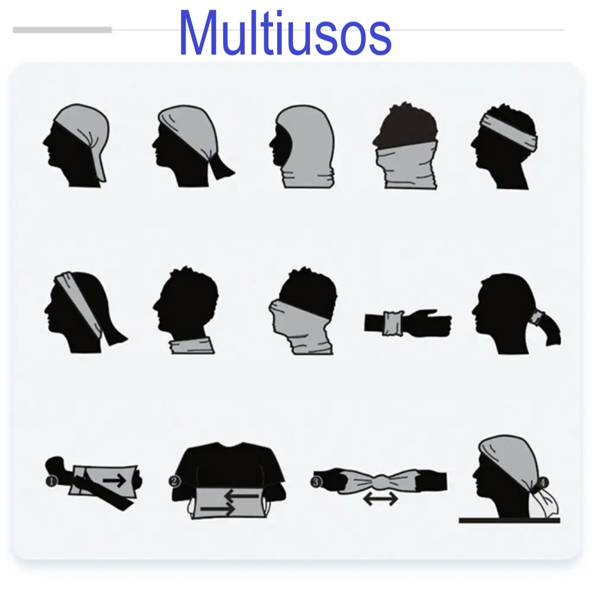 Buff pañuelo tubular bandana moto bici cómodo cubre bocas deportes azul gris gym