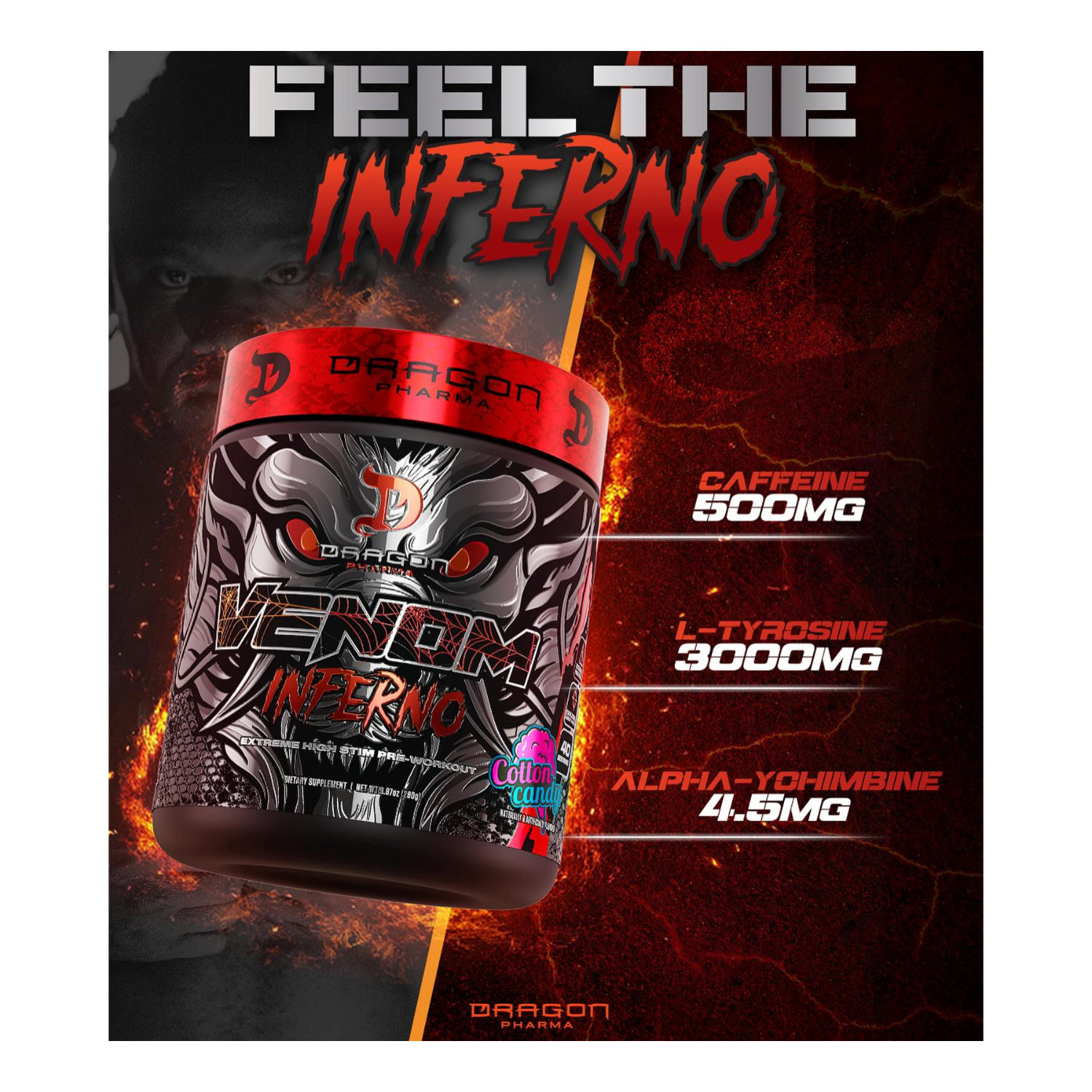 Pre-Entreno Dragon Pharma Venom Inferno 280g 40/20 Serv. 