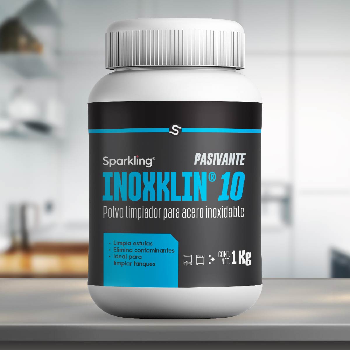 Sparkling Polvo limpiador para acero inoxidable Inox Klin 10 1 kg.