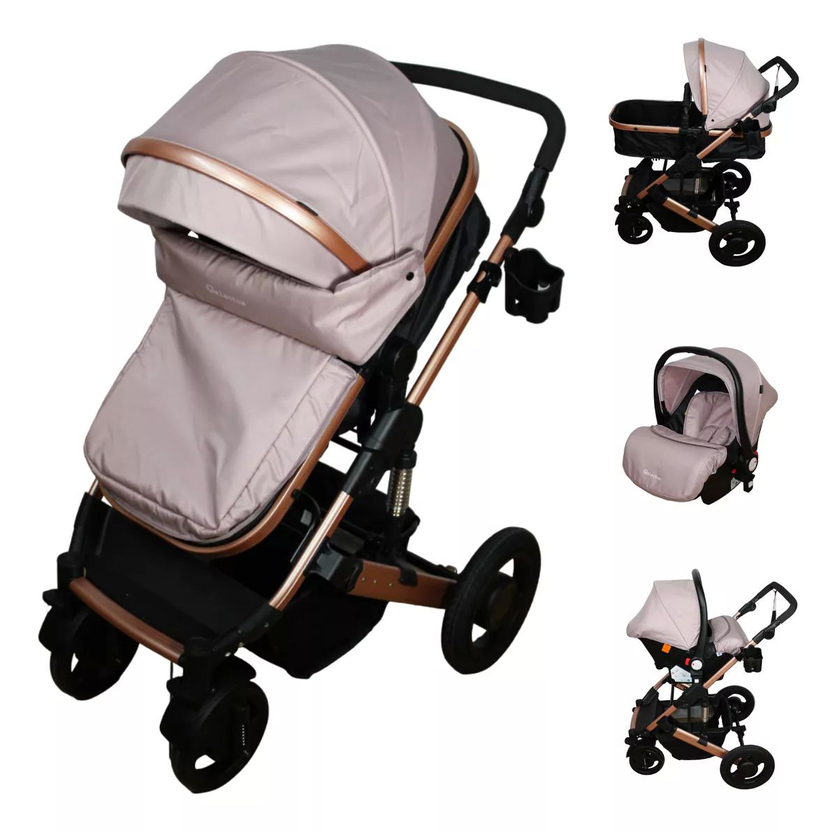 Carriola Para Bebés 3 En 1 | Con Porta Bebé | Guby - Beige