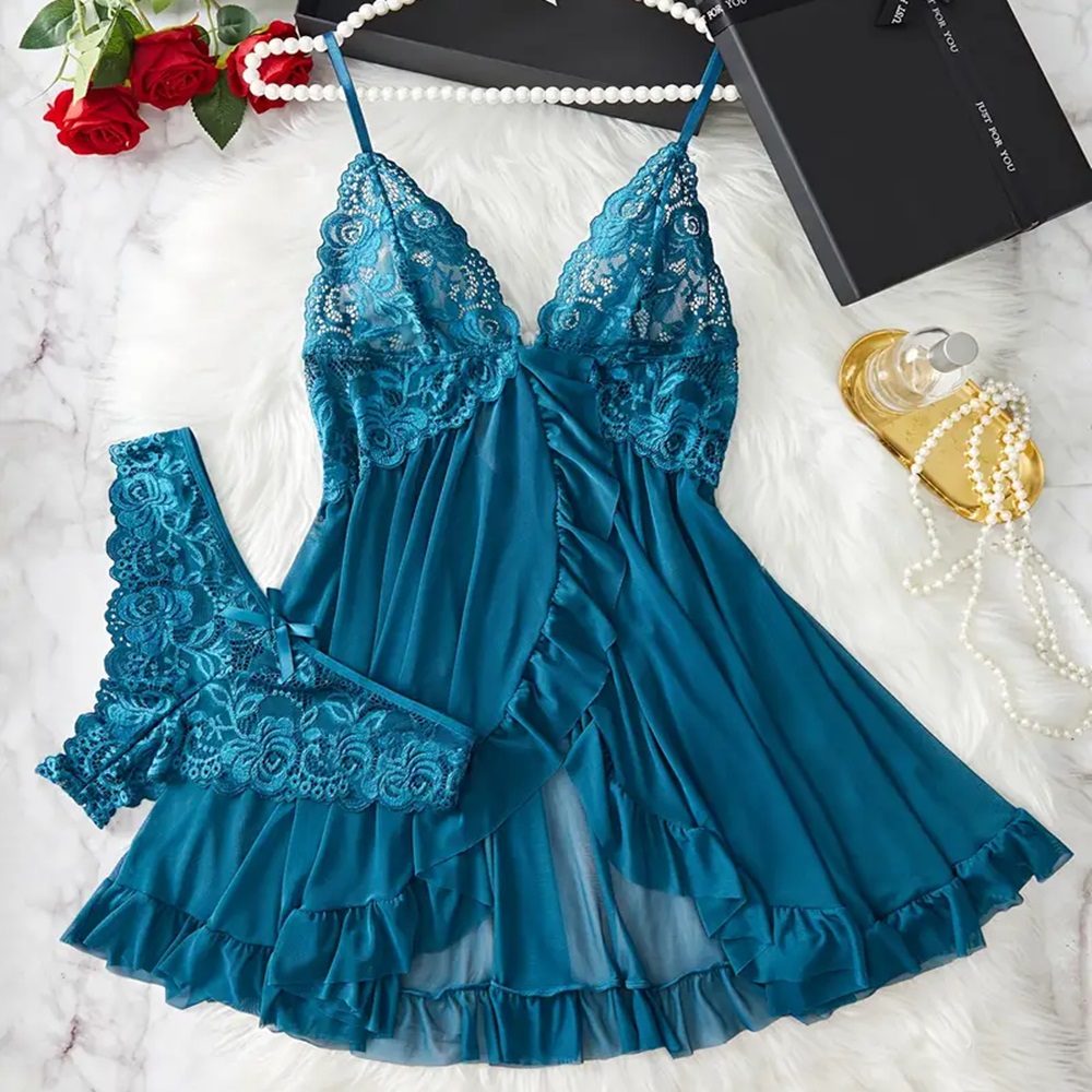 Conjunto lenceria con encaje pijama