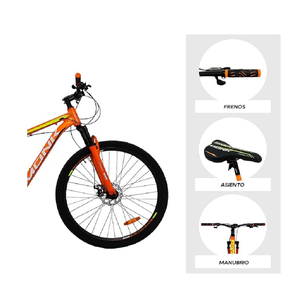 Bicicleta Montaña Rodada 29, 21 Velocidades - Color Naranja Monk
