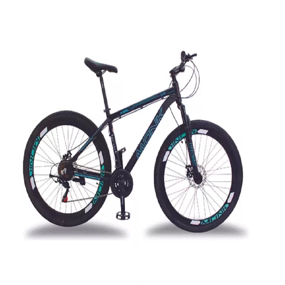 Mountain bike Monk Montaña Keil R29 21 Velocidades frenos de disco mecánico cambios Shimano Tourney TZ color negro con pie de apoyo