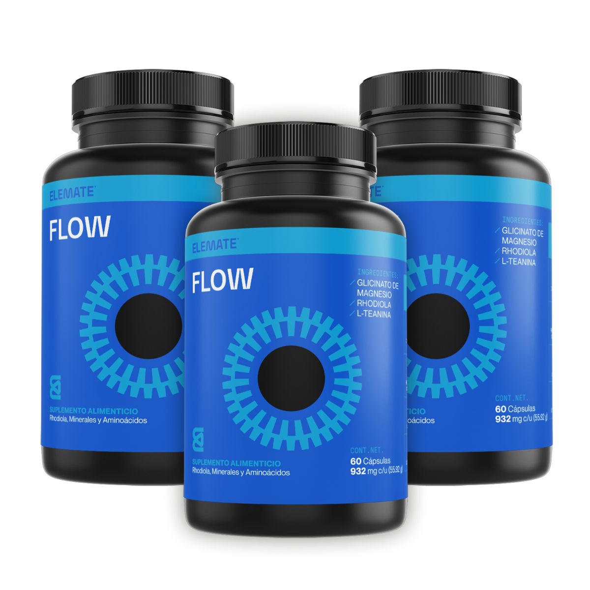 Kit x3 Suplemento Alimenticio 100% Natural Para el Estres Hecho a Base de Magnesio, L-Teanina y  Rhodiola | Contiene 60 Cápsulas Veganas. Apoyo a la Rutina Diaria