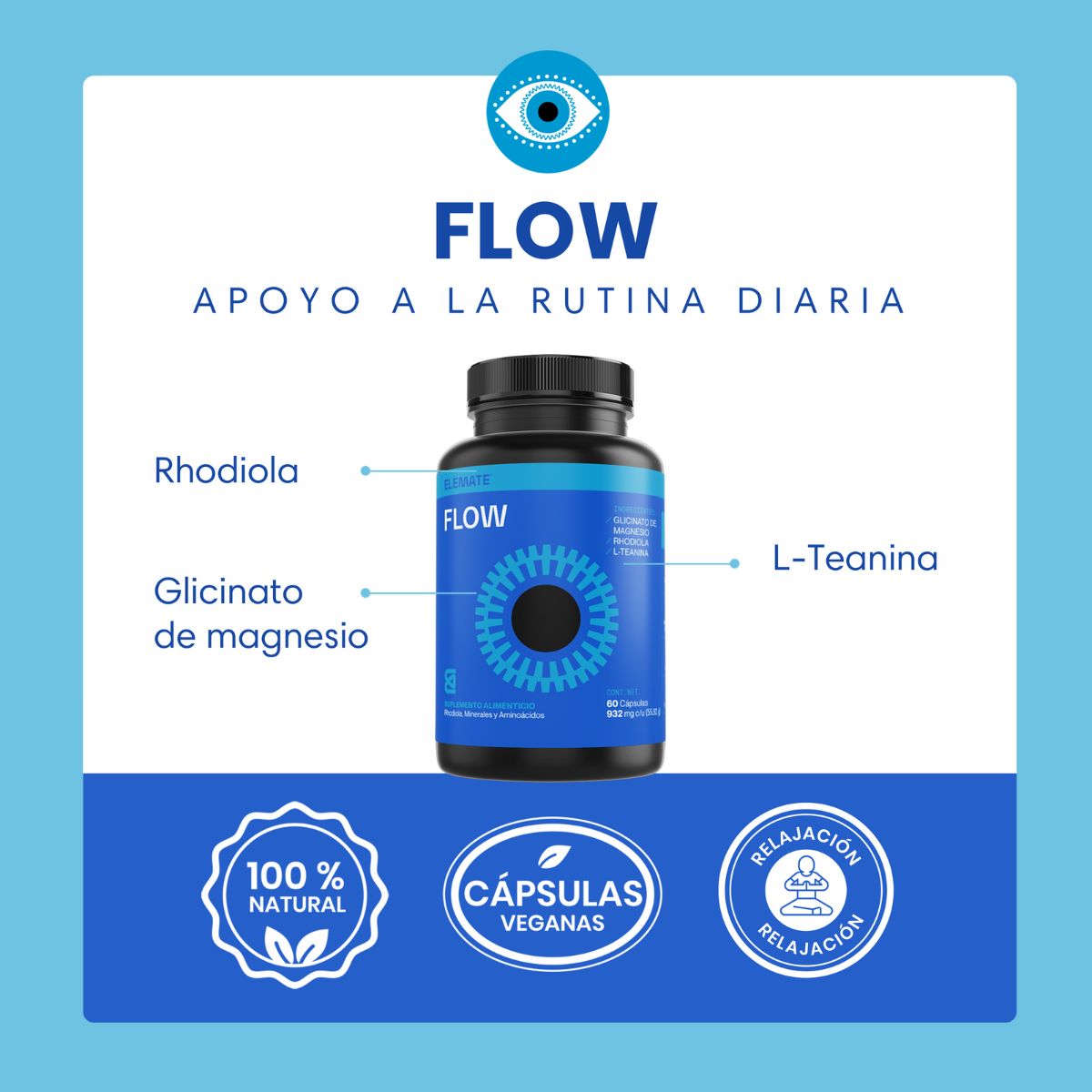 Kit x3 Suplemento Alimenticio 100% Natural Para el Estres Hecho a Base de Magnesio, L-Teanina y  Rhodiola | Contiene 60 Cápsulas Veganas. Apoyo a la Rutina Diaria