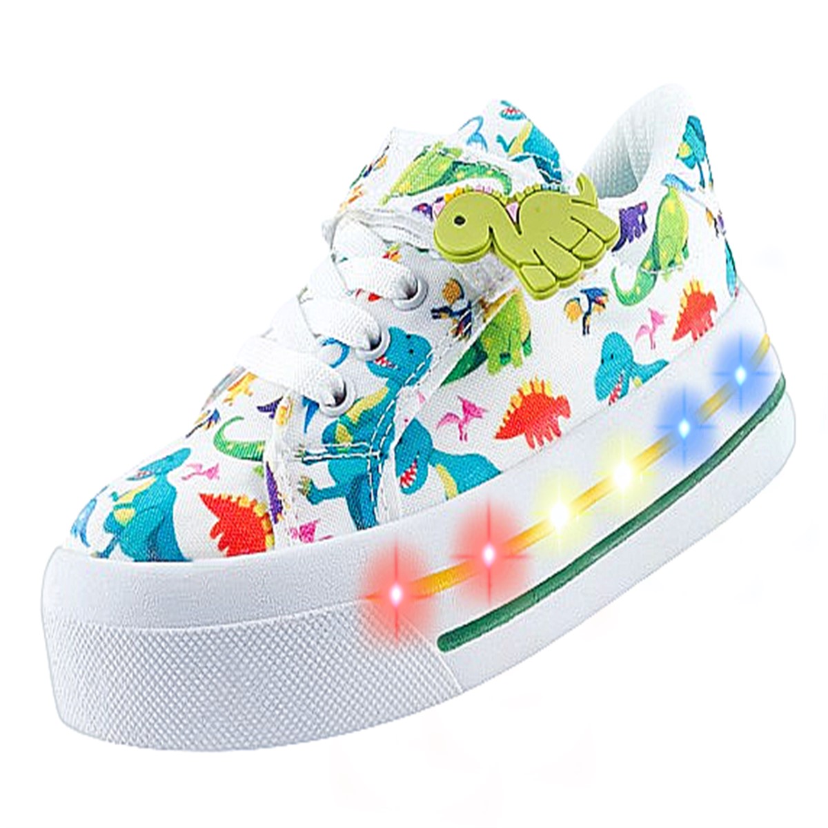 Tenis Niño Dinosaurios Blancos Rex Luces Leds T-rex 1026-bd.