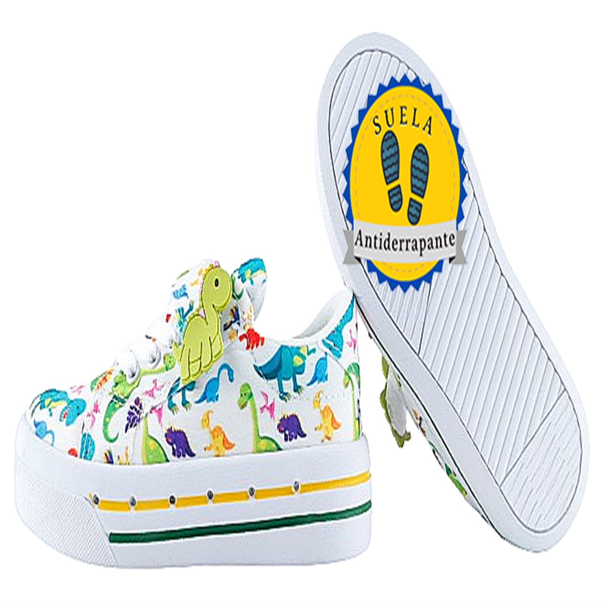 Tenis Niño Dinosaurios Blancos Rex Luces Leds T-rex 1026-bd.