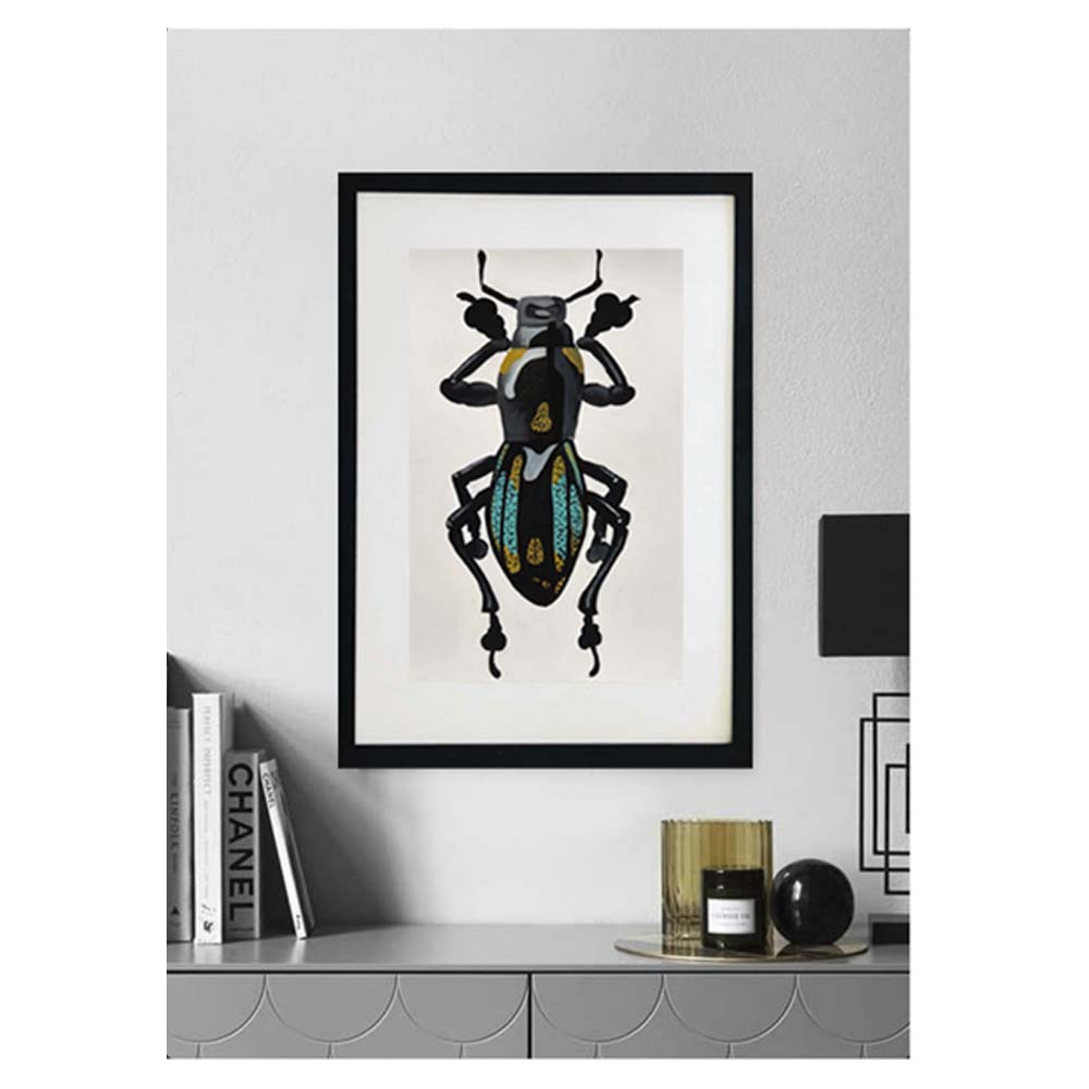 Cuadro abstracto decorativo de escarabajo pintado a mano técnica acrílico
