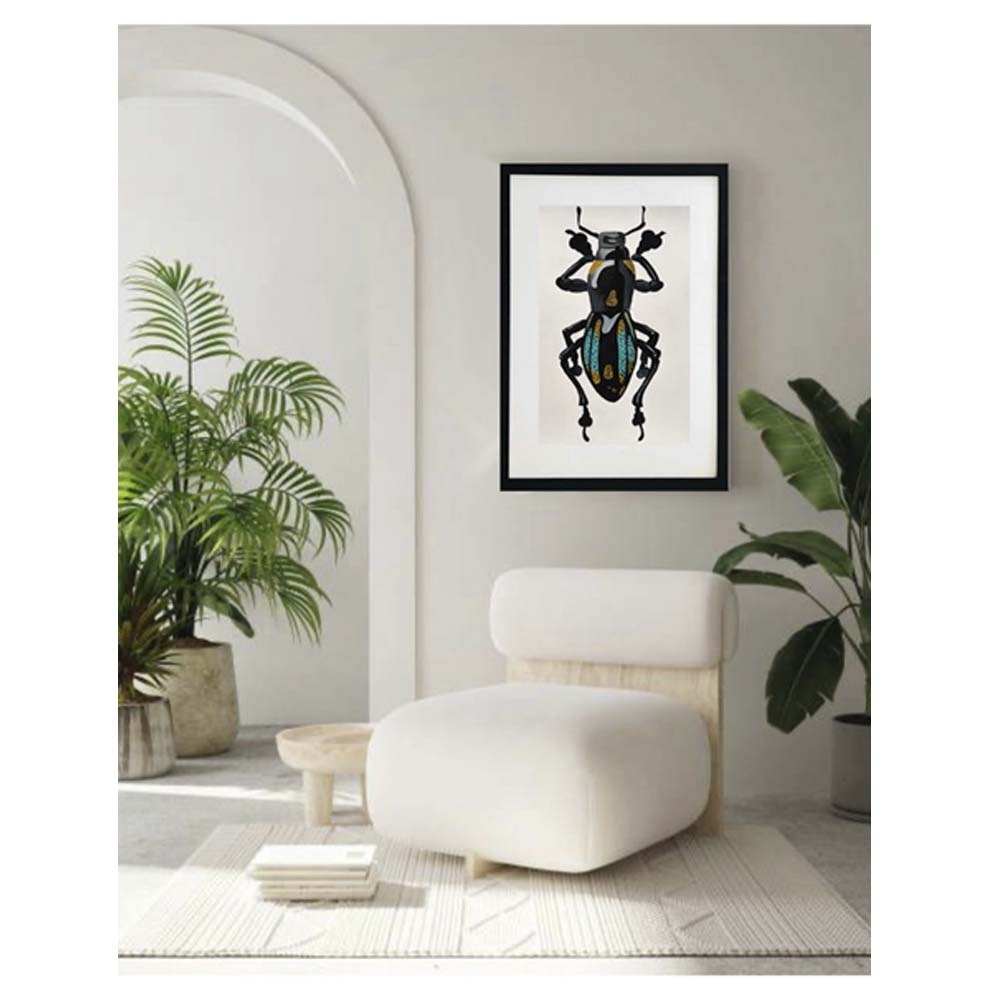Cuadro abstracto decorativo de escarabajo pintado a mano técnica acrílico