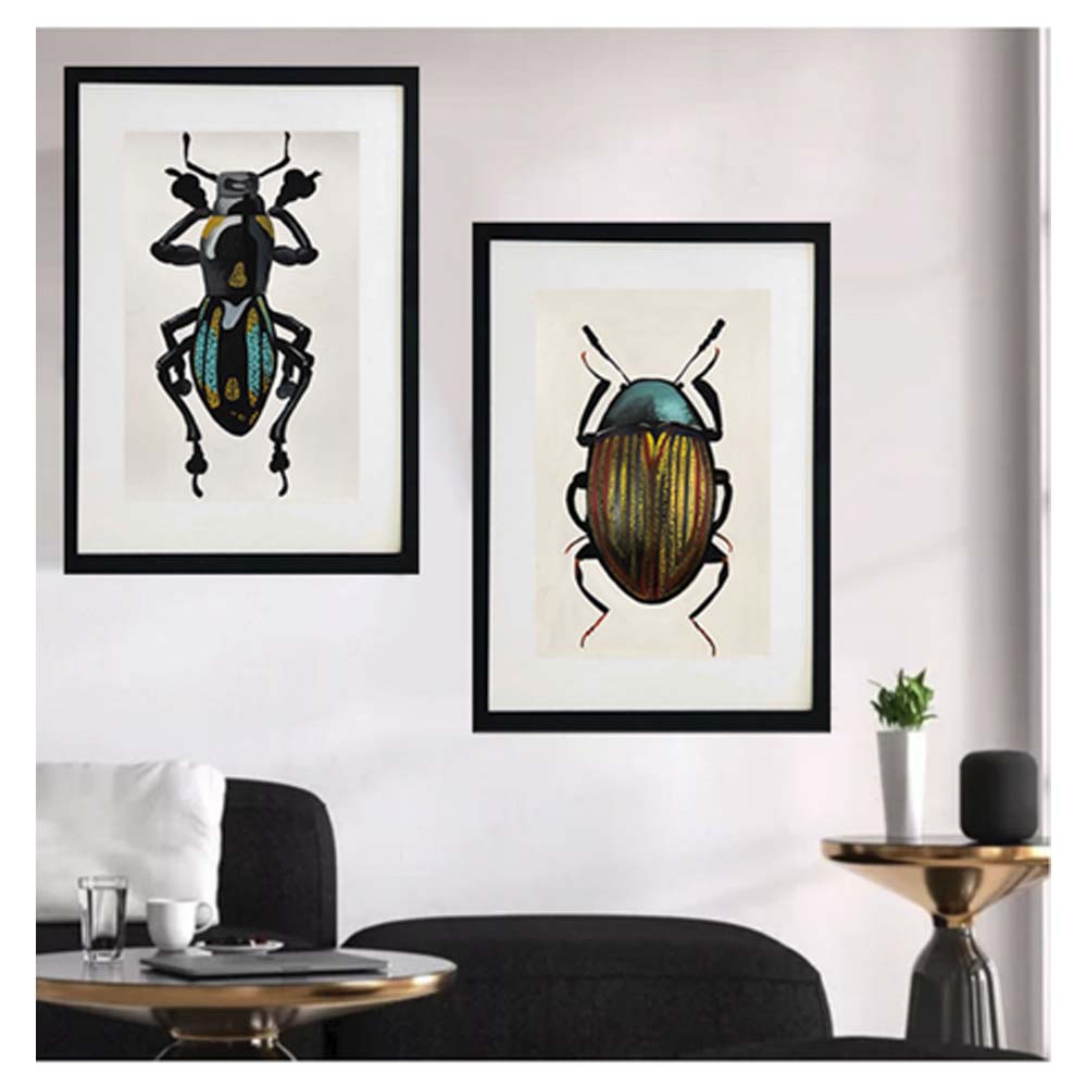 Cuadro abstracto decorativo de escarabajo pintado a mano técnica acrílico