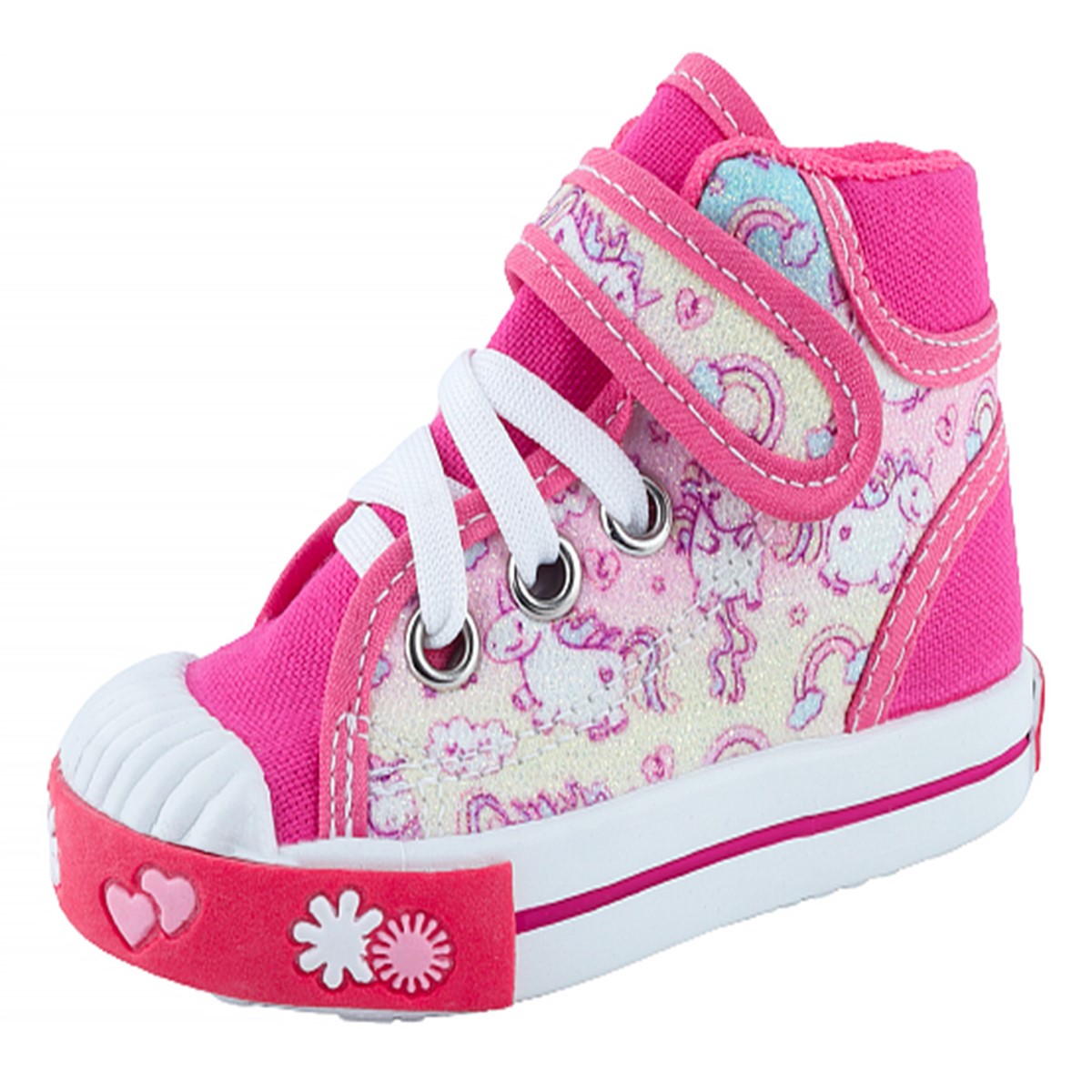 Tenis Niña Bota Unicornios Arcoíris Lona Cómodo Rosa 1012-au (11.0 - 21.0).
