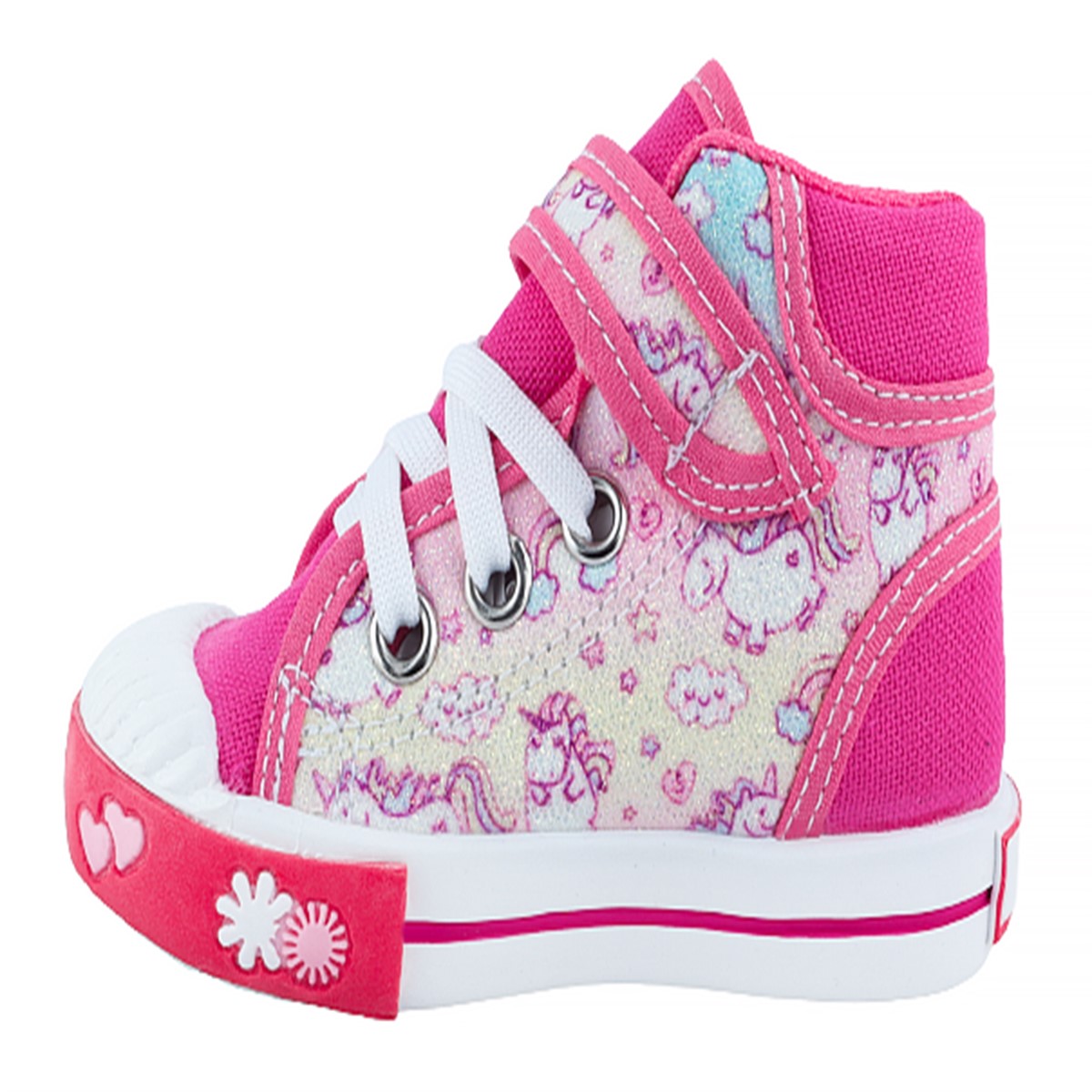 Tenis Niña Bota Unicornios Arcoíris Lona Cómodo Rosa 1012-au (11.0 - 21.0).