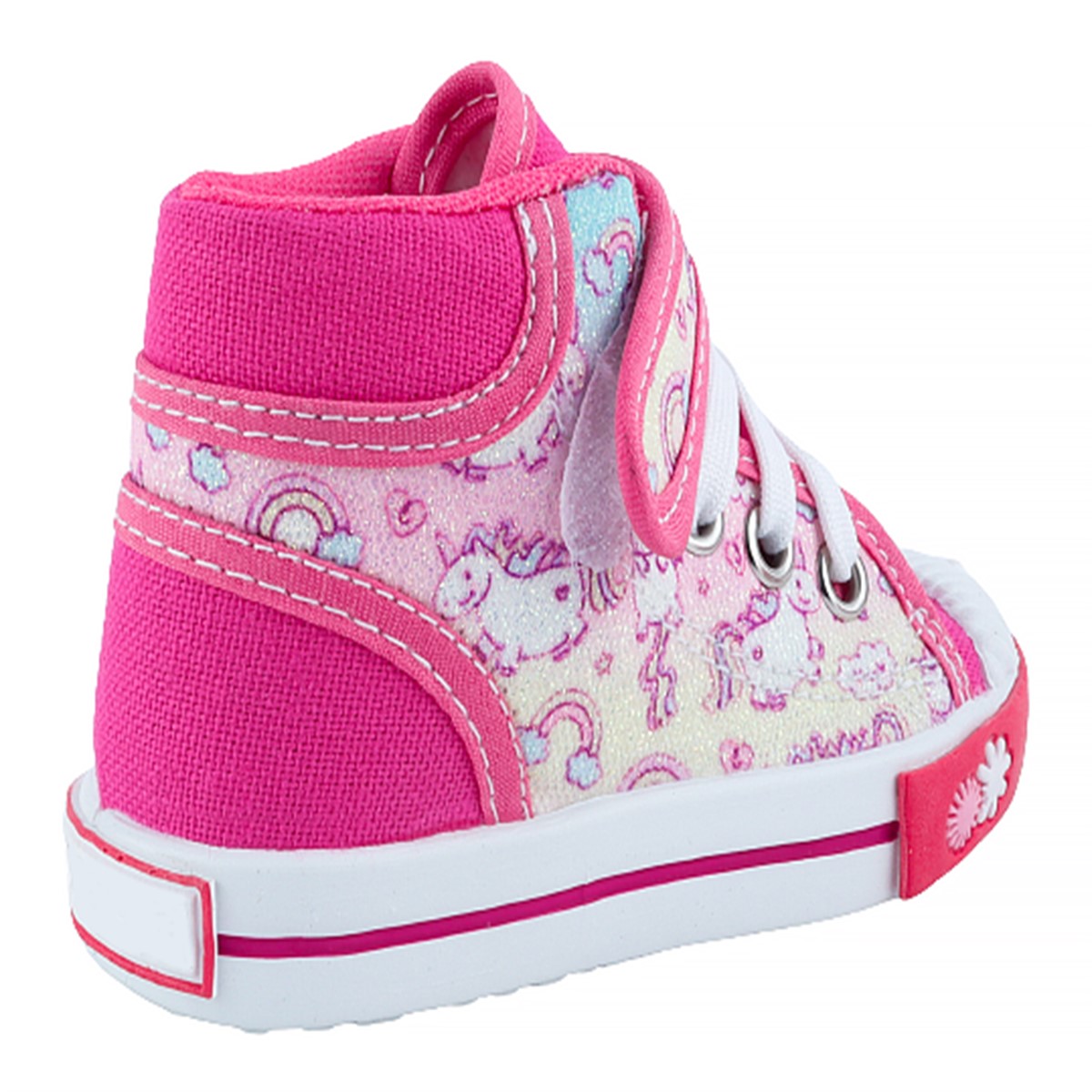 Tenis Niña Bota Unicornios Arcoíris Lona Cómodo Rosa 1012-au (11.0 - 21.0).