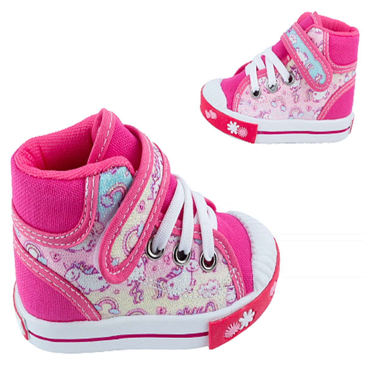Tenis Niña Bota Unicornios Arcoíris Lona Cómodo Rosa 1012-au (11.0 - 21.0).