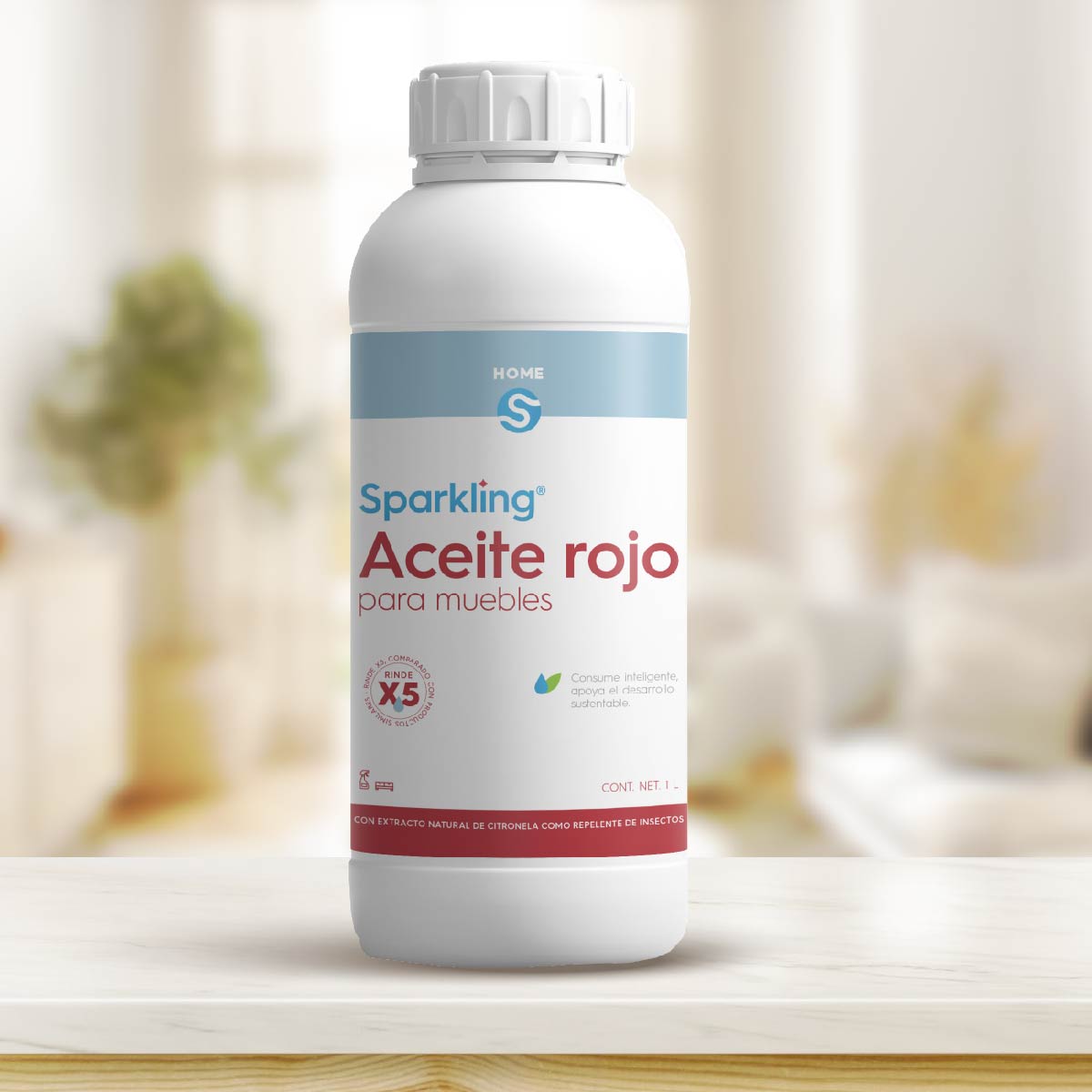 Sparkling Aceite Rojo para Muebles 1 litro.