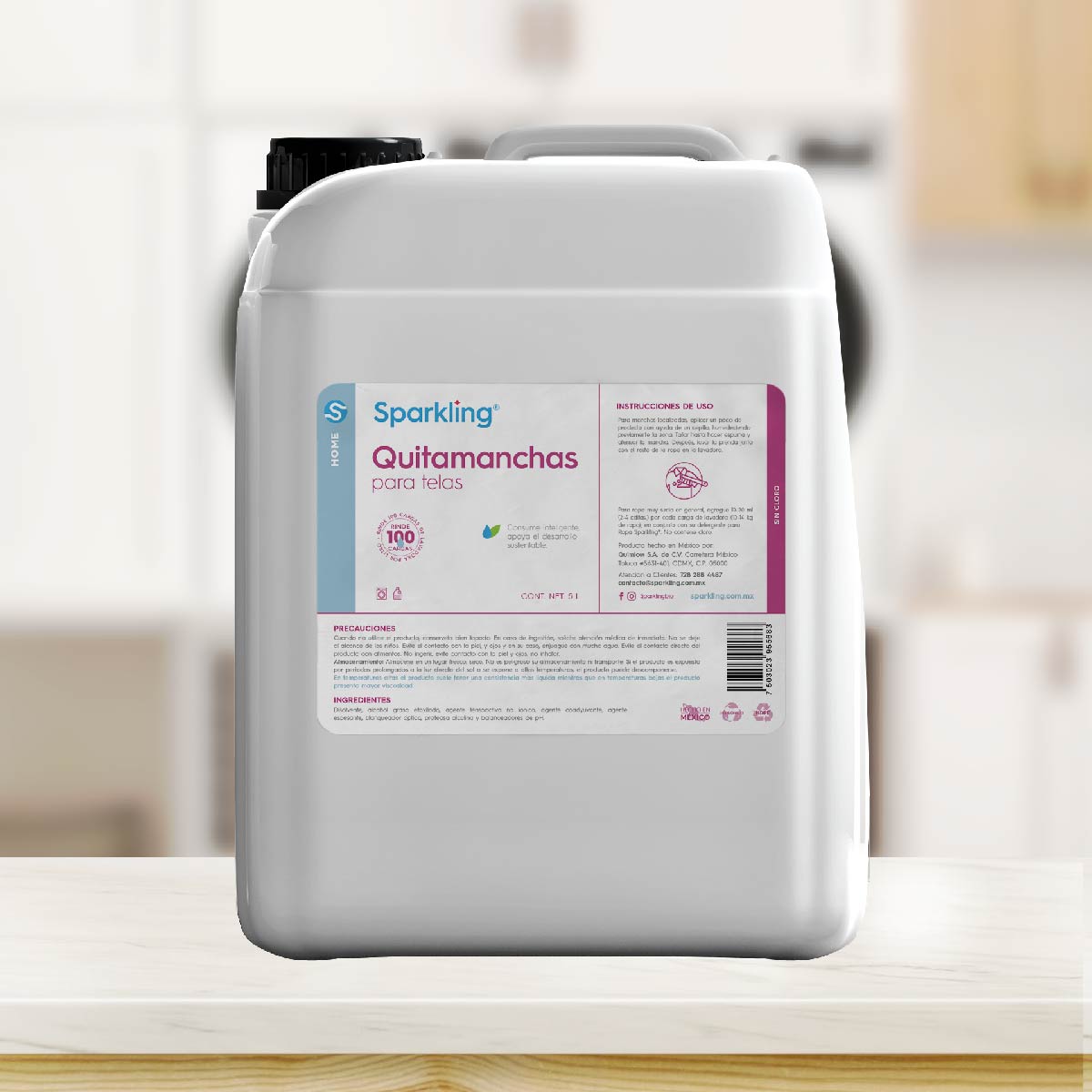Sparkling Quitamanchas para Ropa y Telas 5 litros.