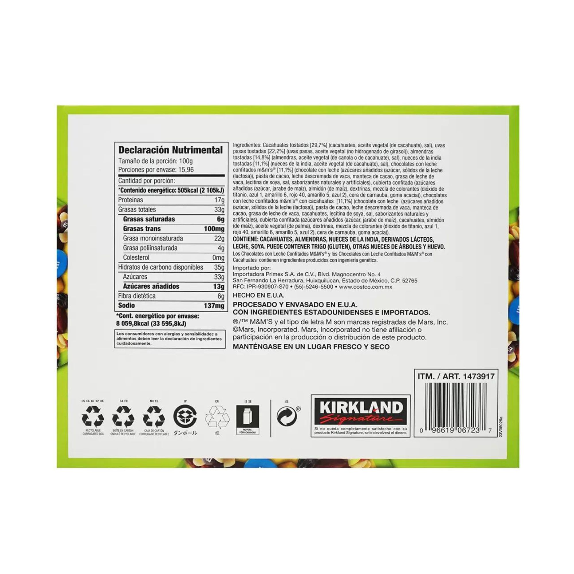 Botana Saludable Surtida 1.6 Kg Almendras M&m Cacahuate Nuez