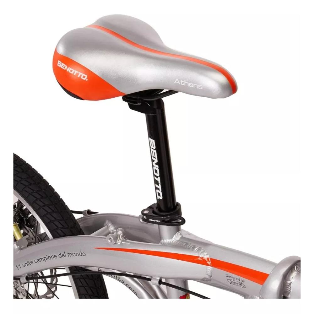Bicicleta Plegable Athens Alum R20 7v Plata/naranja Benotto