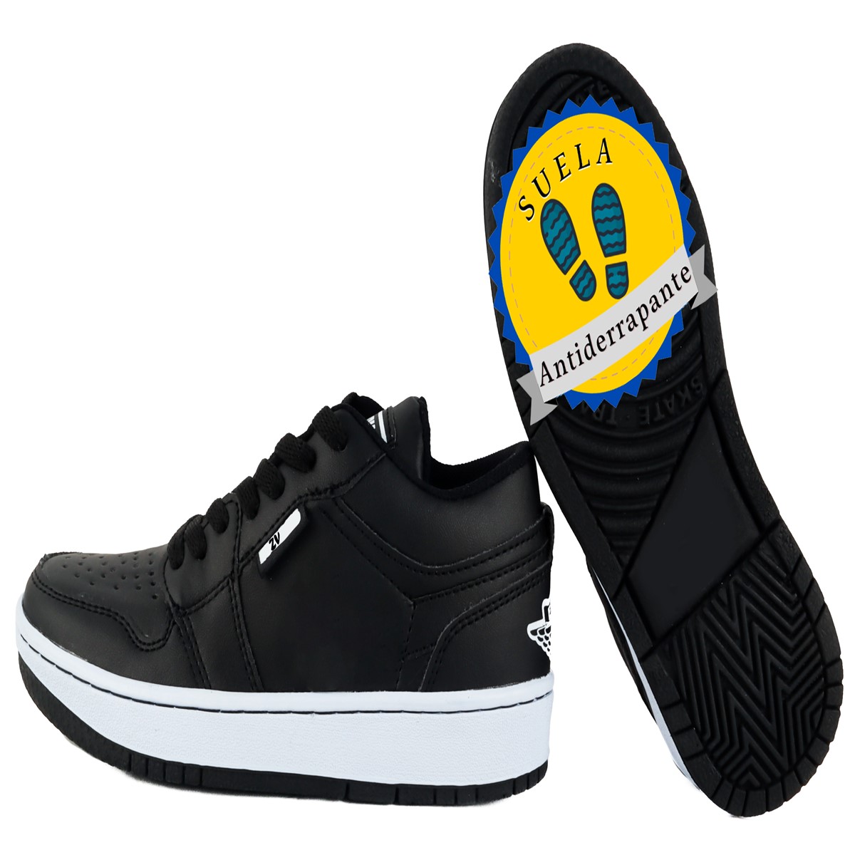 Tenis Niño Deportivo Skate Casuales Cosidos Negro 1231-nn.
