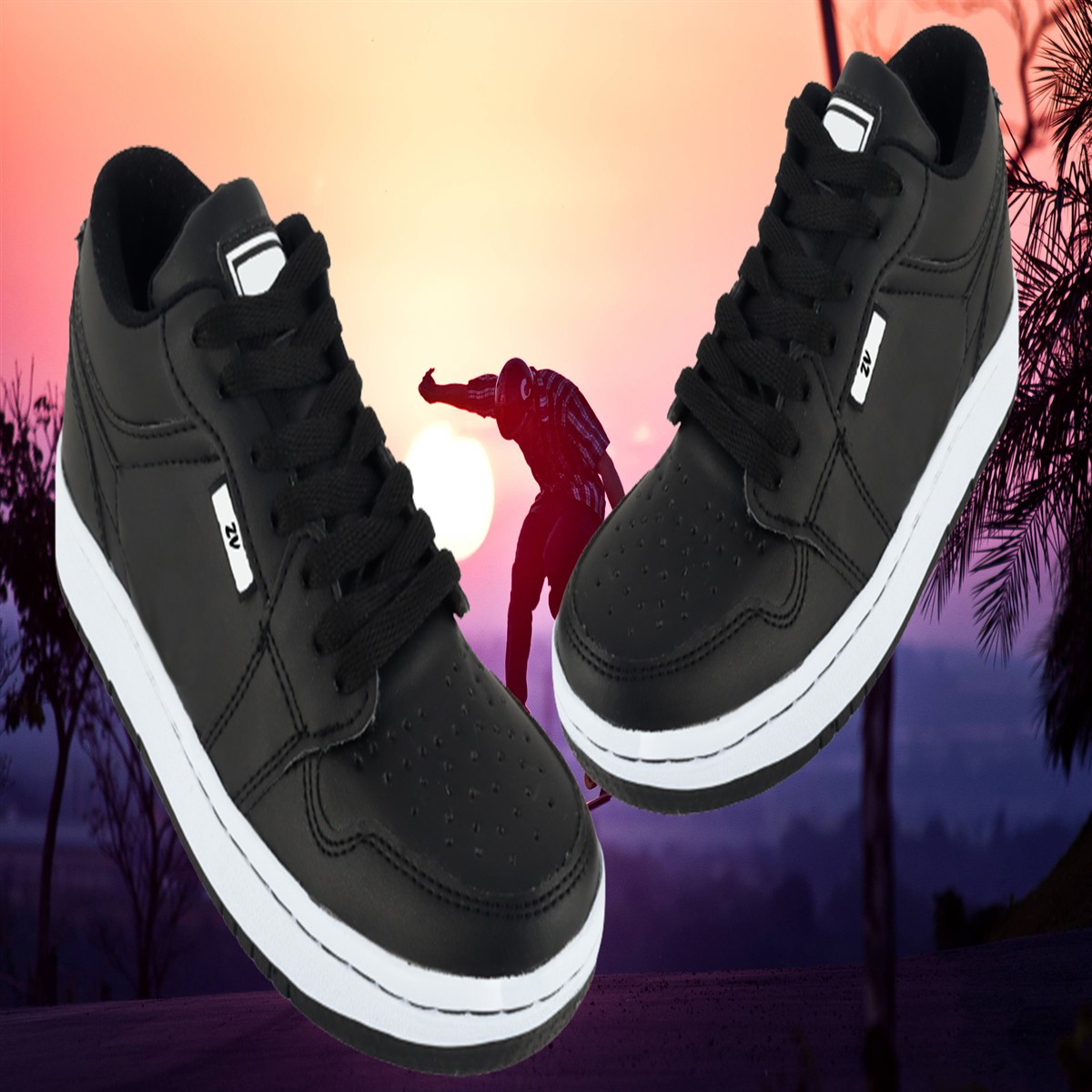 Tenis Niño Deportivo Skate Casuales Cosidos Negro 1231-nn.