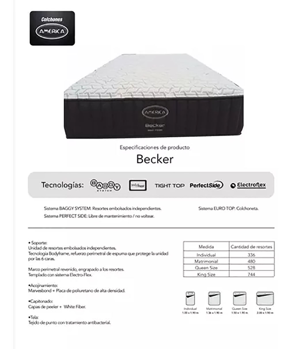 Colchon Individual Becker Con Euro Top.