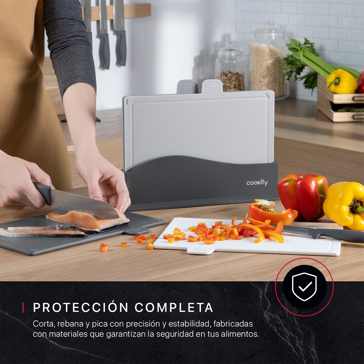 Set 4 Tablas de Cocina con Base Para Picar Cortar Cookify