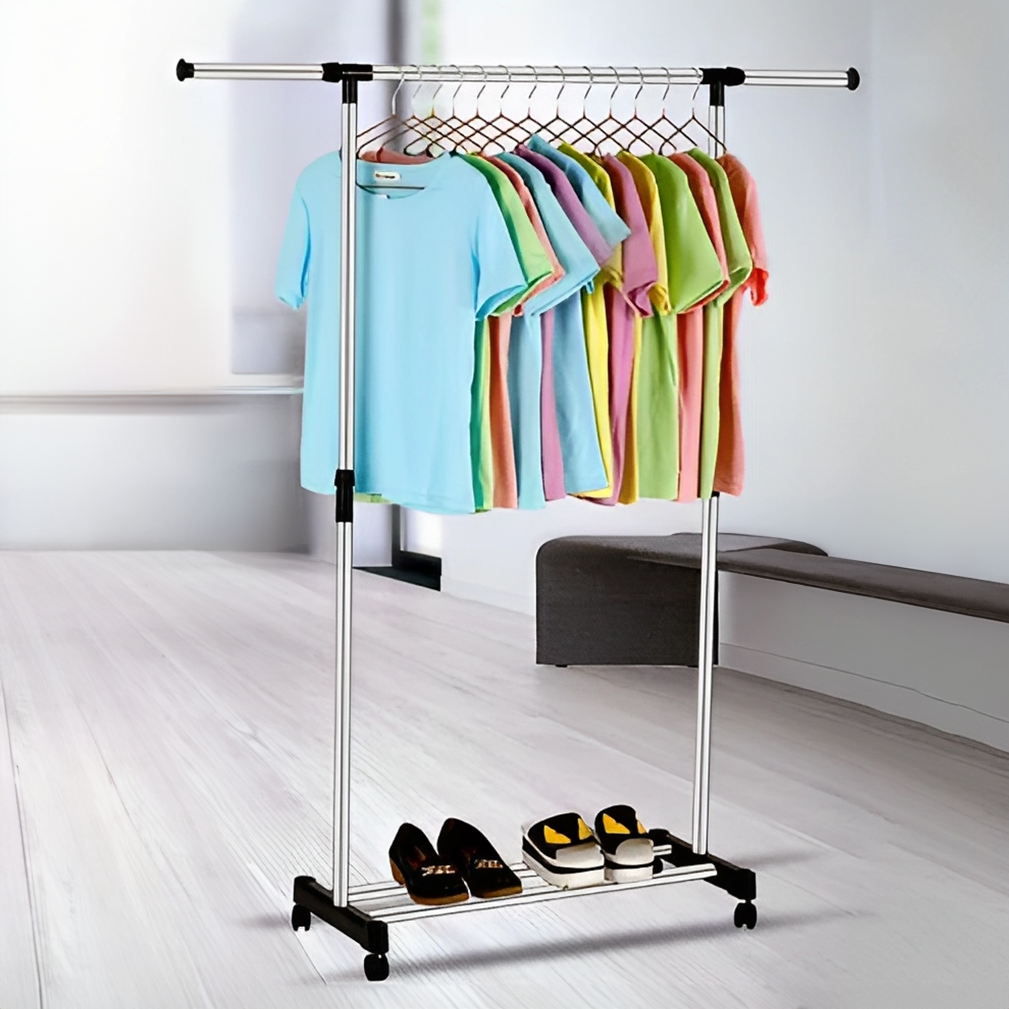 Rack Tendedero Para Ropa Hiperware Ajustable Color Gris