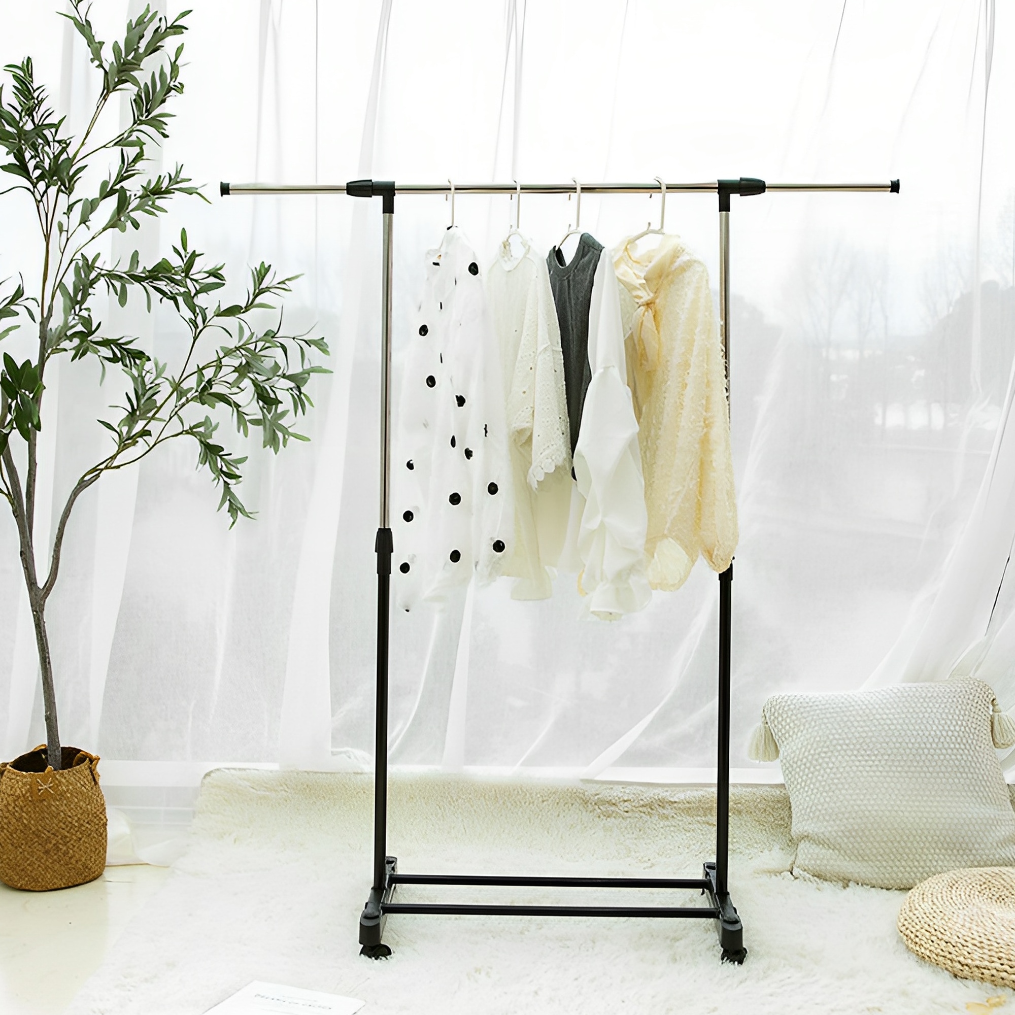 Rack Tendedero Para Ropa Hiperware Ajustable Color Gris