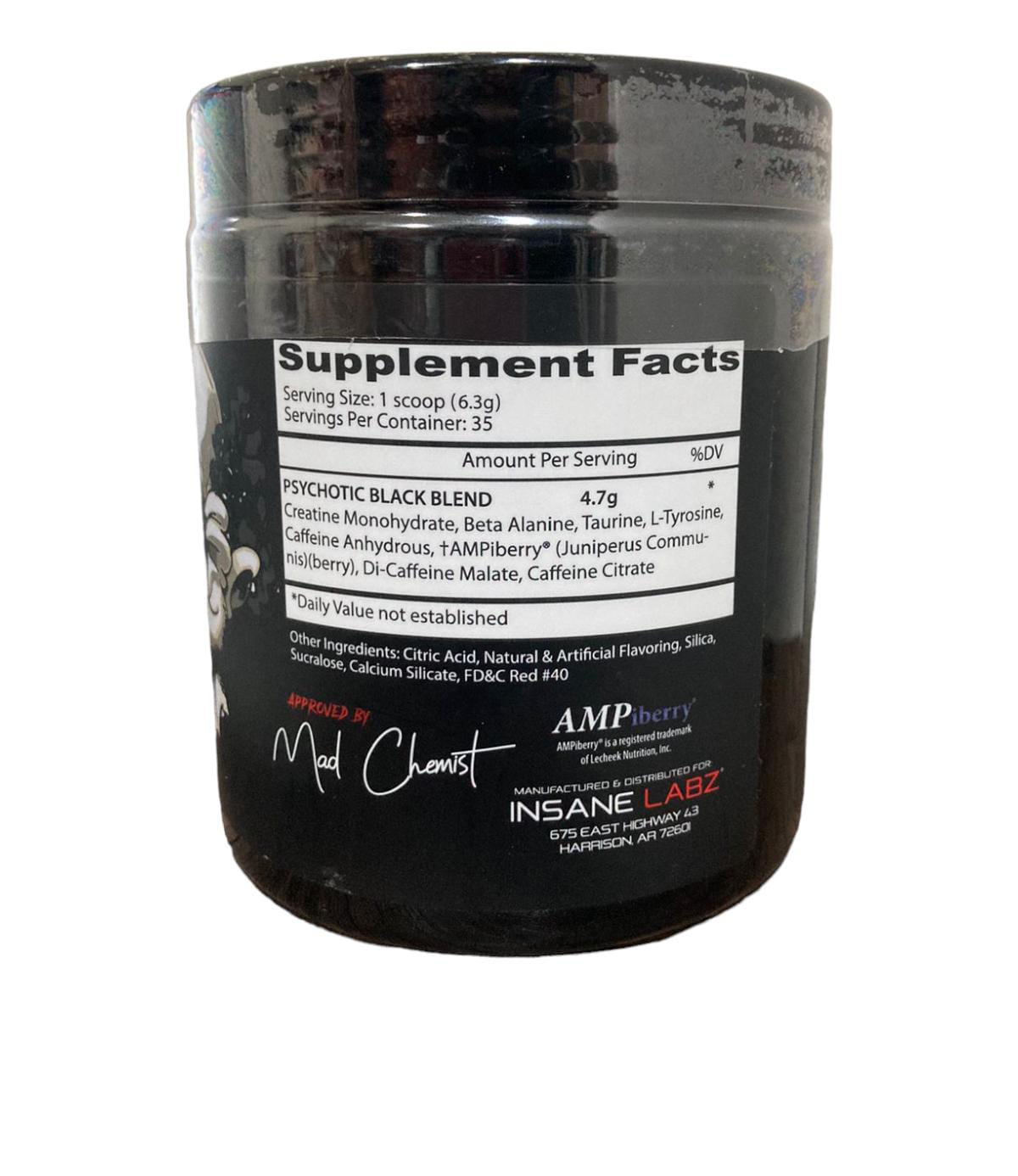 Pre Entreno Psychotic Black, Insane Black 220G 35Serv.