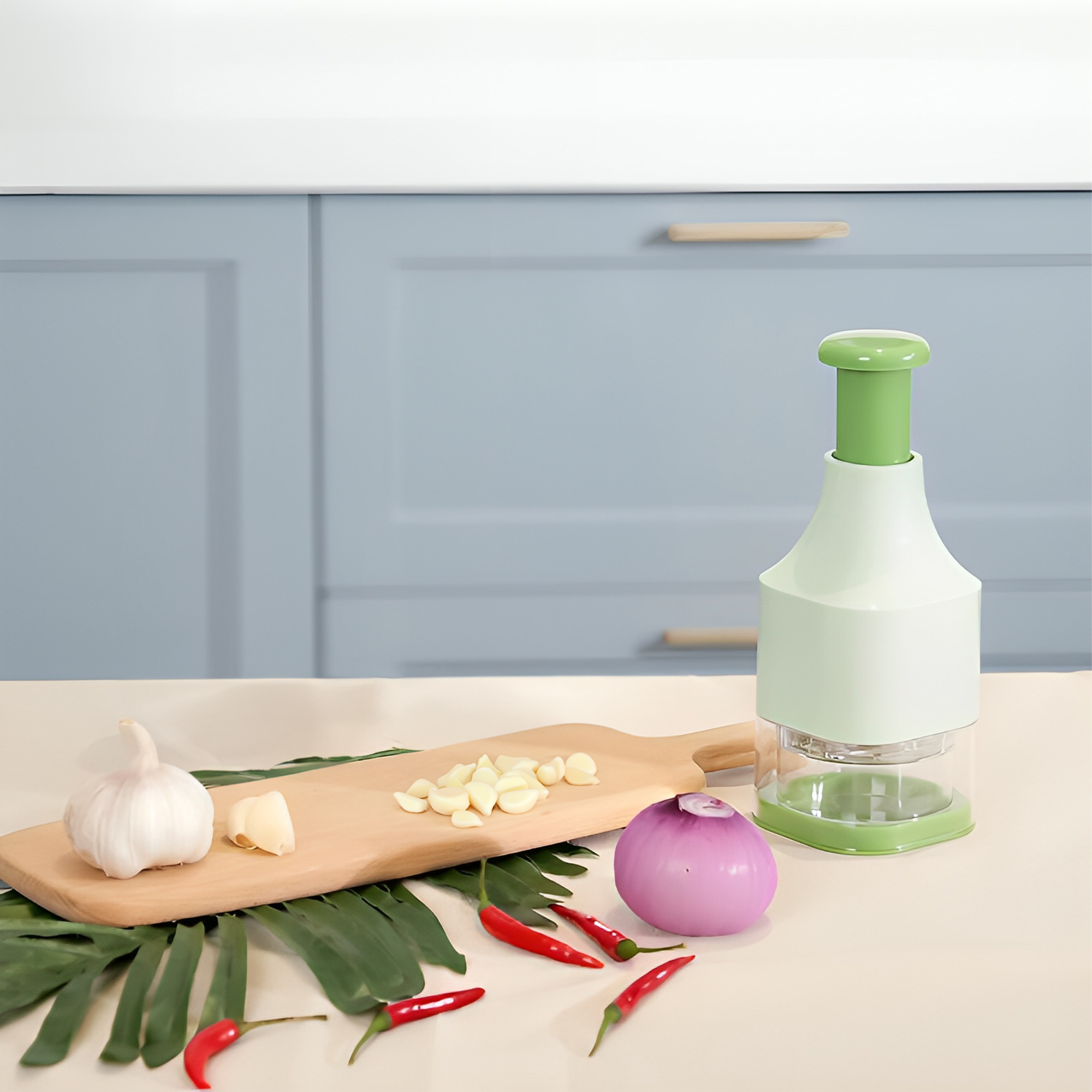 Picadora de Ajo Cebolla Verdura Hiperware de Prensa Manual Color Verde