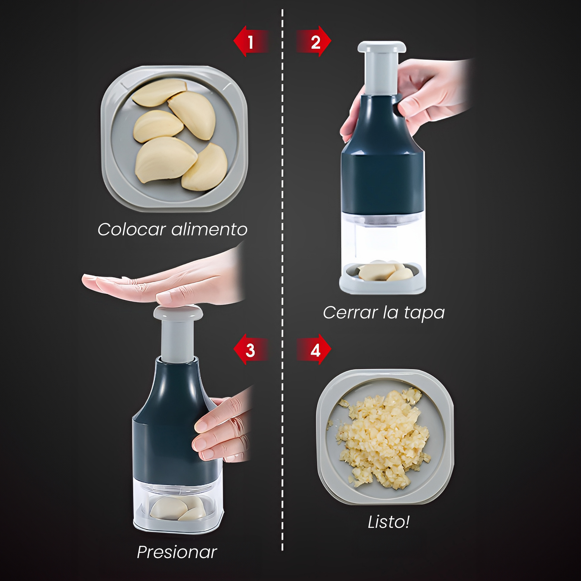 Picadora de Ajo Cebolla Verdura Hiperware de Prensa Manual Color Verde