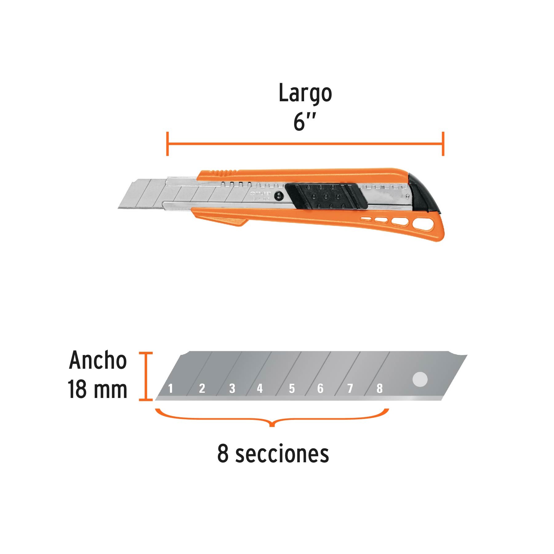 CUTTER 18 MM REFORZADO DE PLÁSTICO CON ALMA METÁLICA, TRUPER 16974