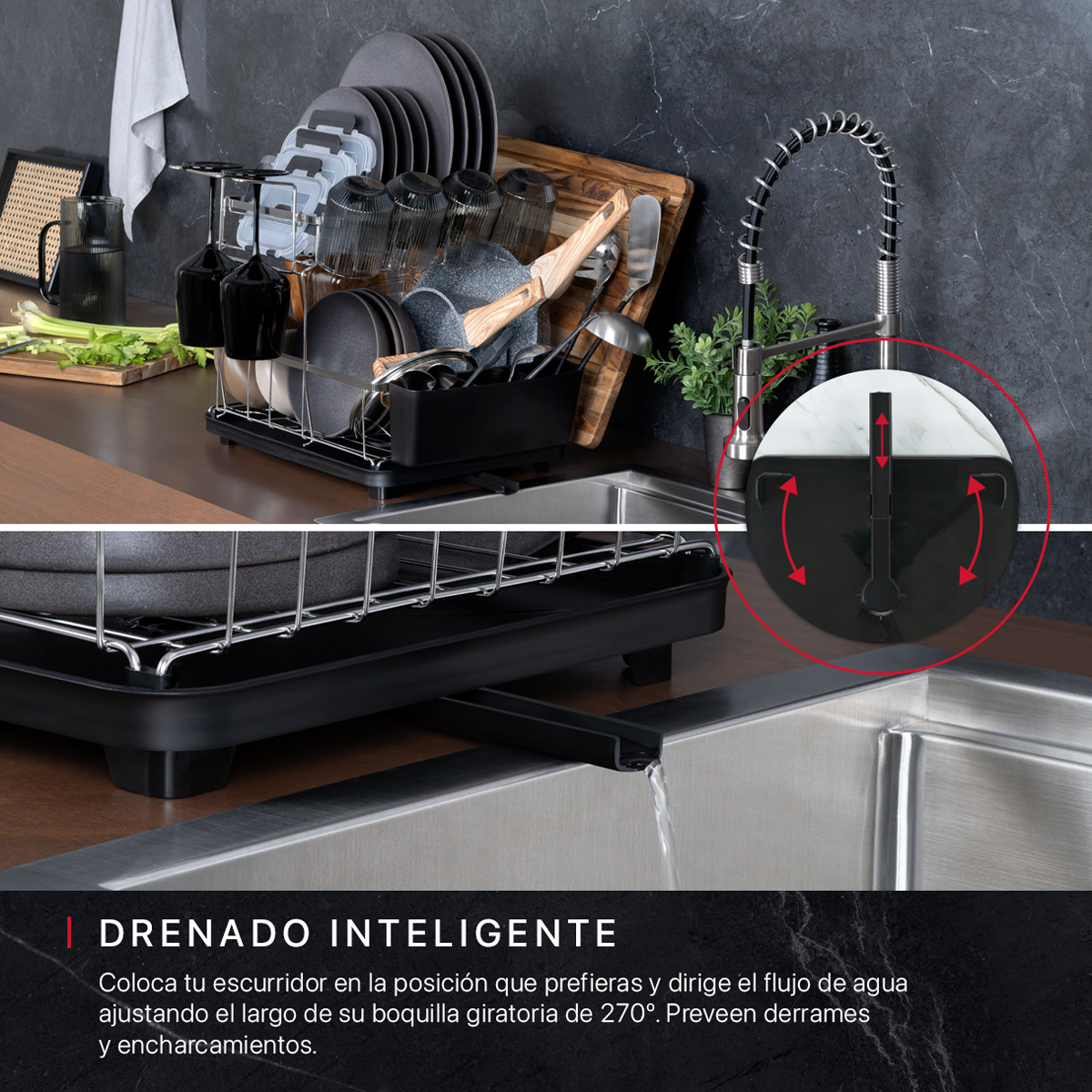 Escurridor de Trastes para Vajilla Platos Acero Inoxidable con 2 Niveles Cookify