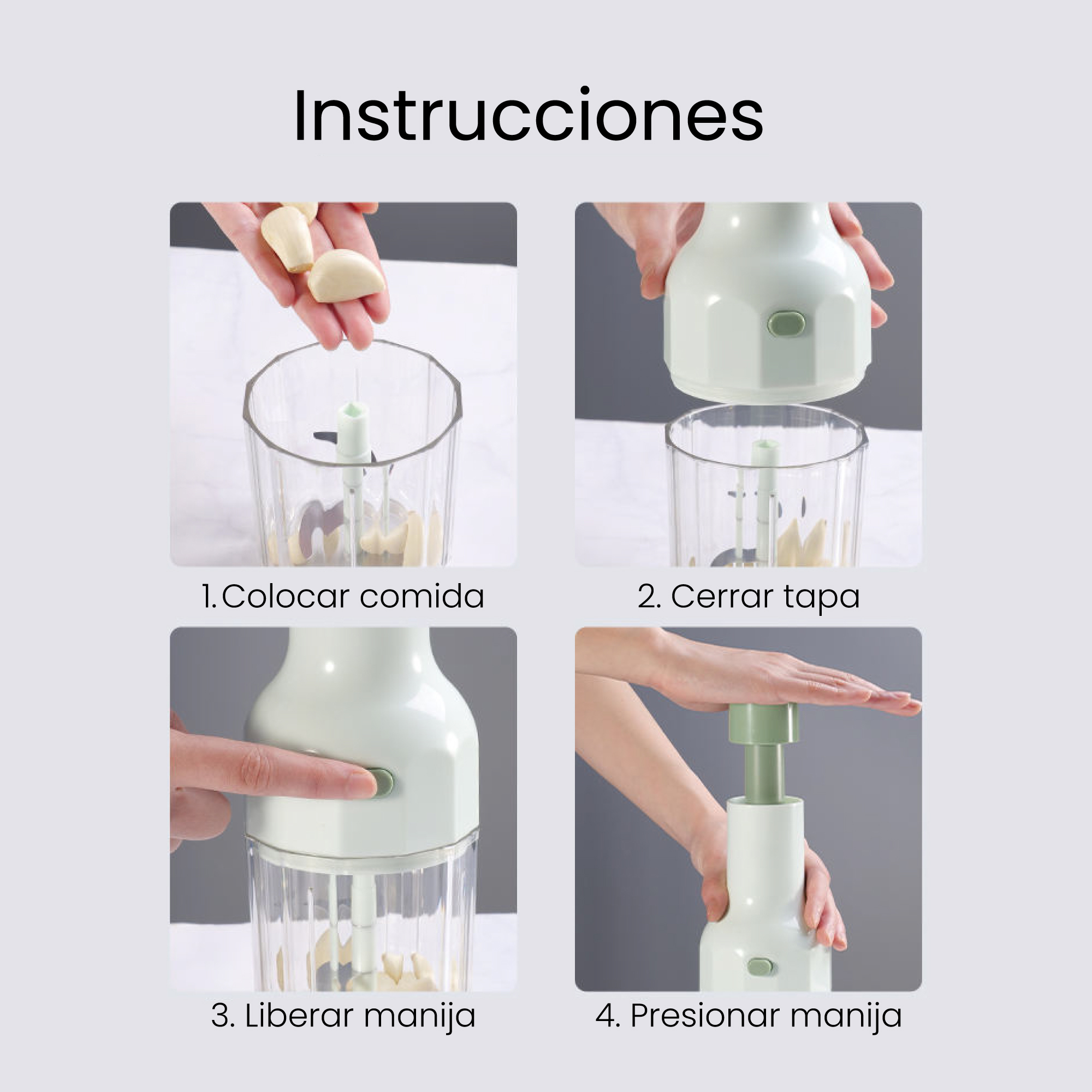 Picador de Ajo Cebolla Verduras Push Hiperware de 450ml Color Blanco