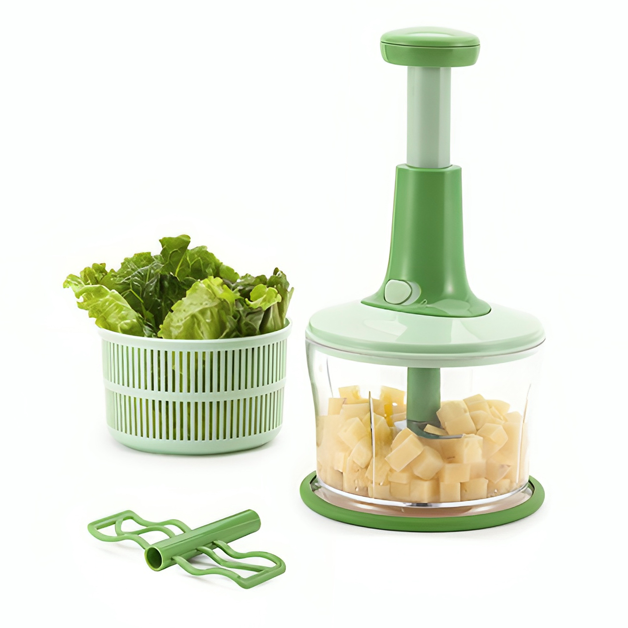 Picadora de Verduras 3 en 1 Hiperware Mezcla y Centrifuga Color Verde