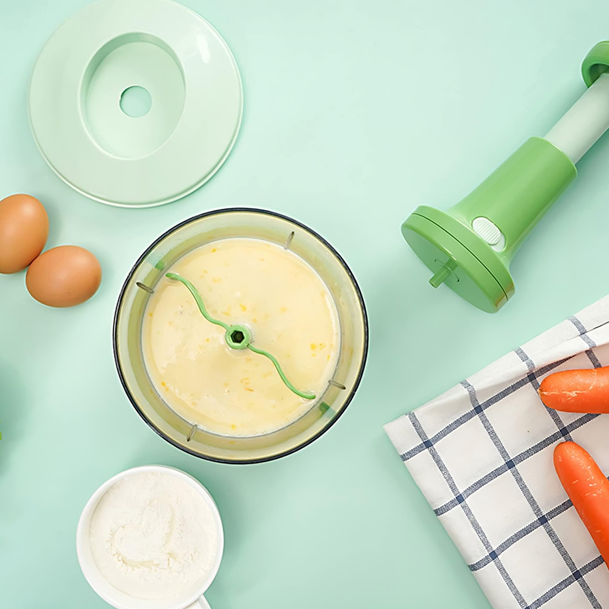 Picadora de Verduras 3 en 1 Hiperware Mezcla y Centrifuga Color Verde