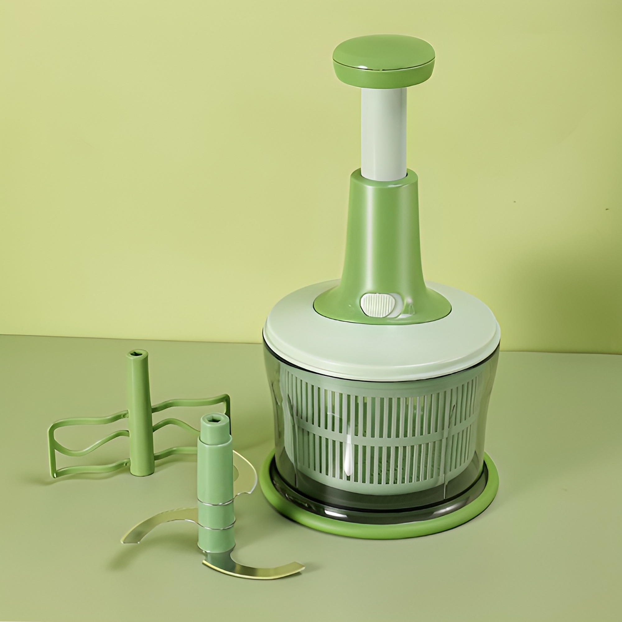 Picadora de Verduras 3 en 1 Hiperware Mezcla y Centrifuga Color Verde