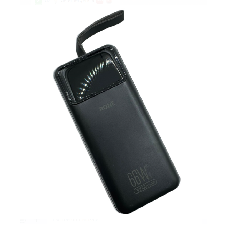 Power Bank Pila Batería Portátil Negra 30000 mAh Linterna Capacidad Real