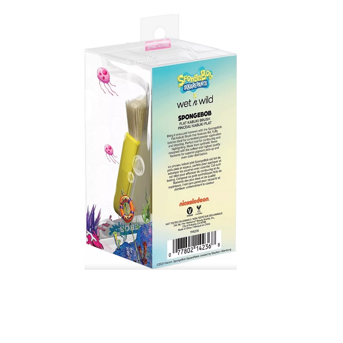 Brocha Bob Esponja Flat Kabuki Brush Wet N Wild Edición Especial Color Dorado