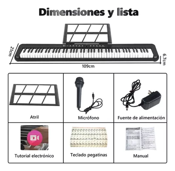 Teclado Piano Digital 88 Teclado Musical Con Micrófono - Gen88