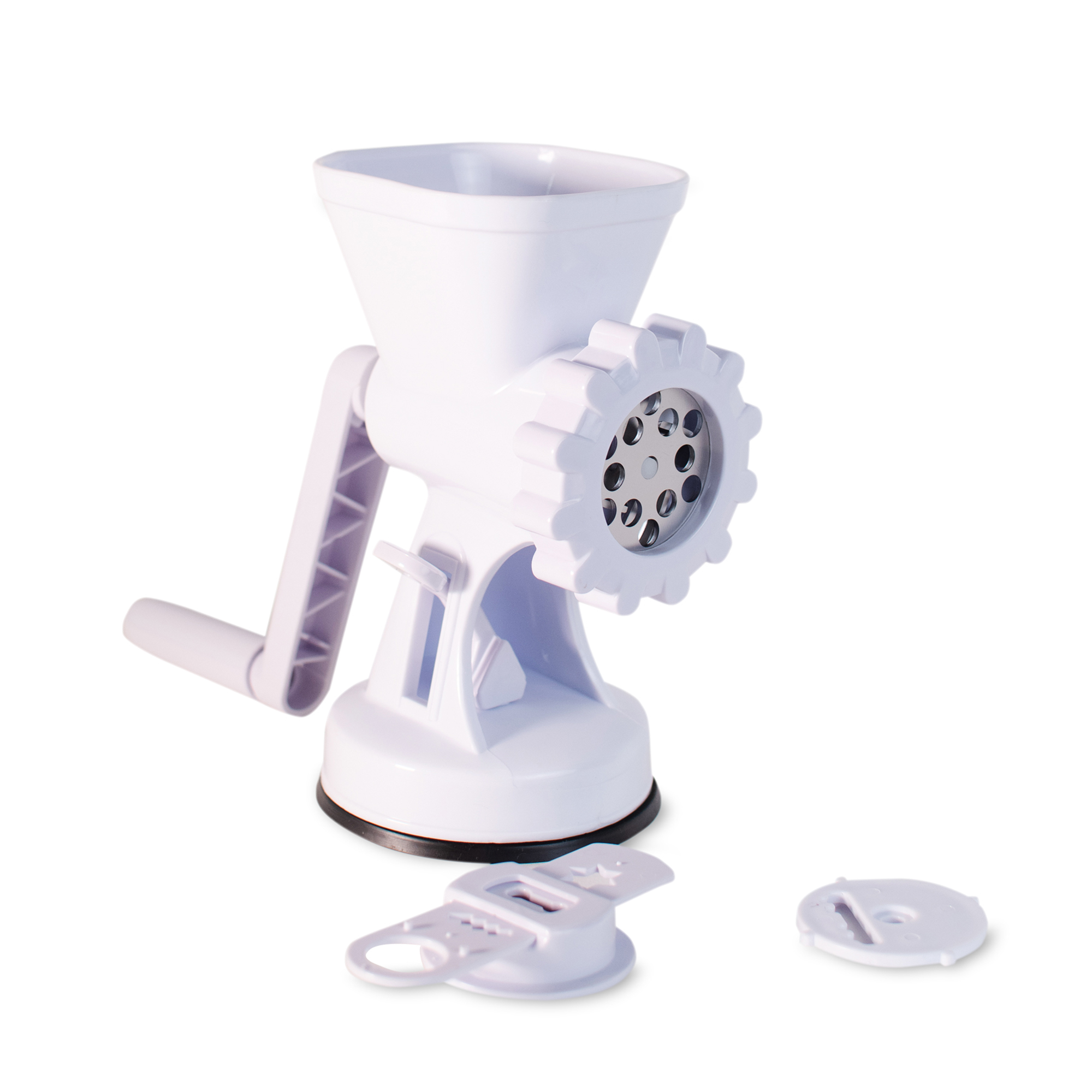 Molino de Carne Manual 2 en 1 Hiperware Muele Carne y Prepara Galletas Color Blanco