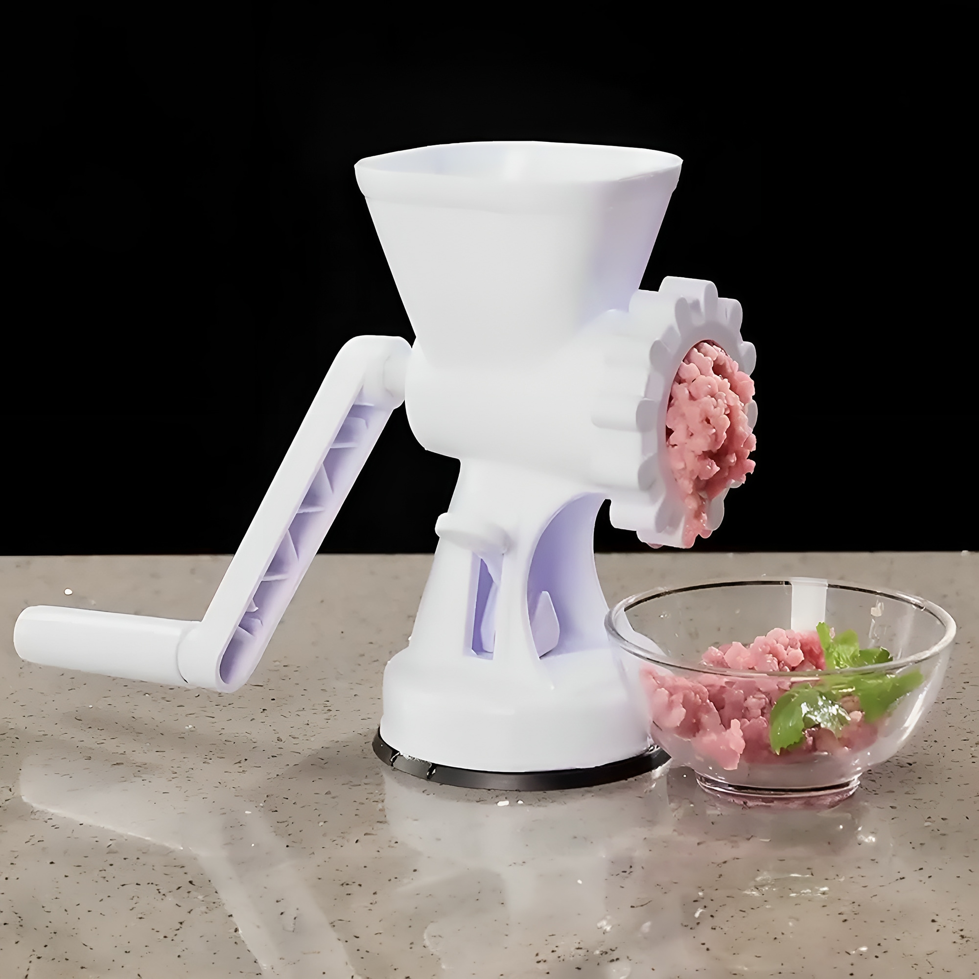 Molino de Carne Manual 2 en 1 Hiperware Muele Carne y Prepara Galletas Color Blanco