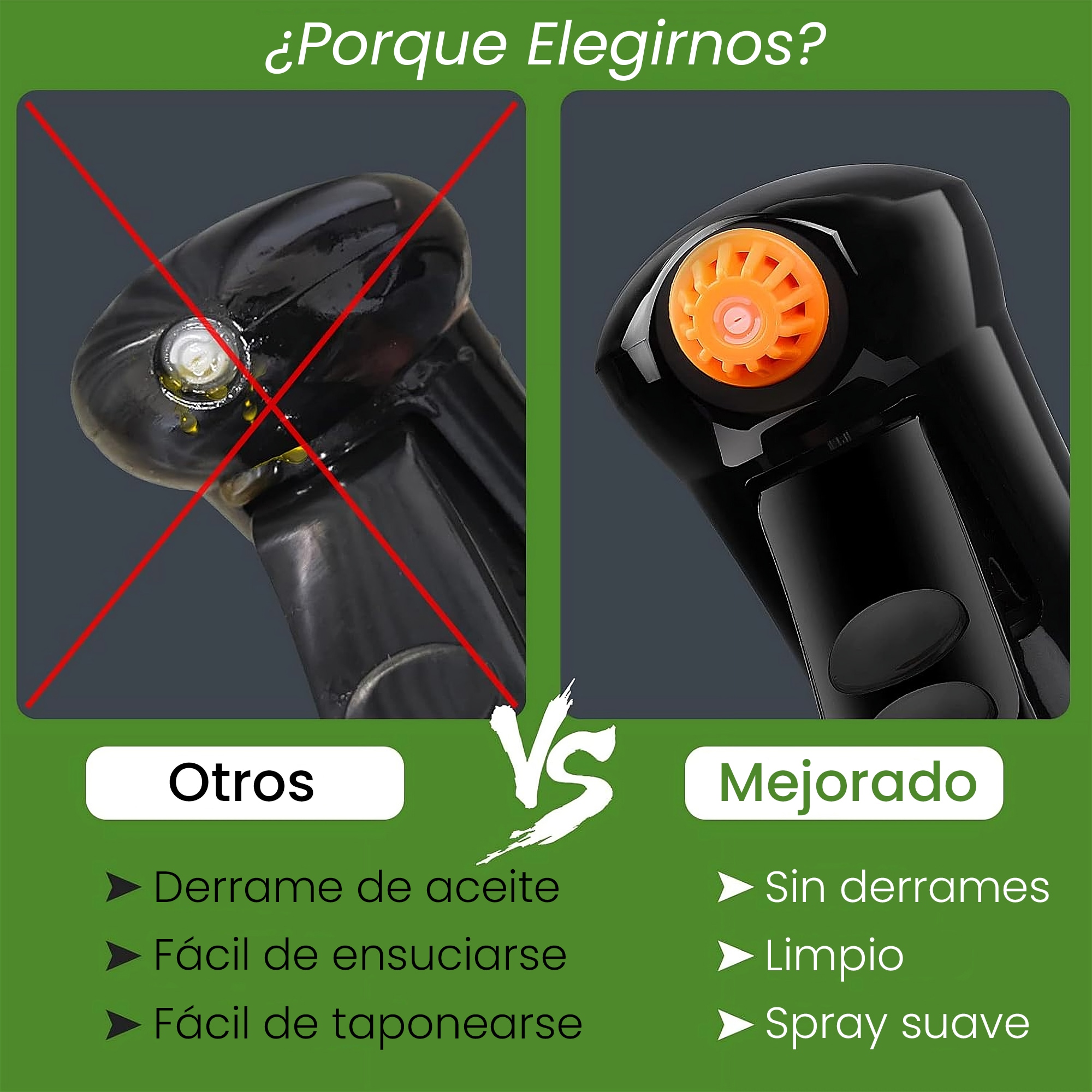 Dispensador Aceite Spray de Vidrio Hiperware de 200ml con Brocha Color Negro